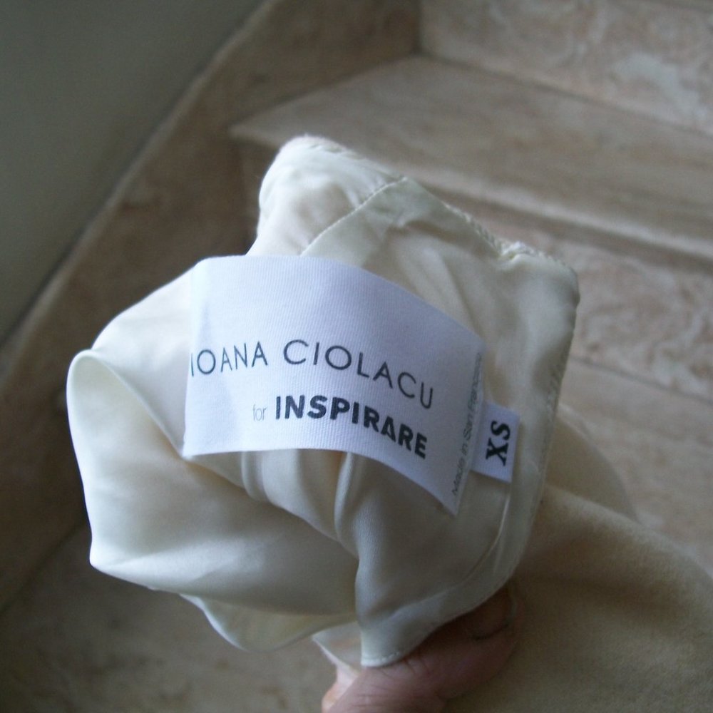 Rare Ioana Ciolacu Women's Ivory Wool Micro Mini Dress Short Sleeves Pockets XS - Picture 2 of 11